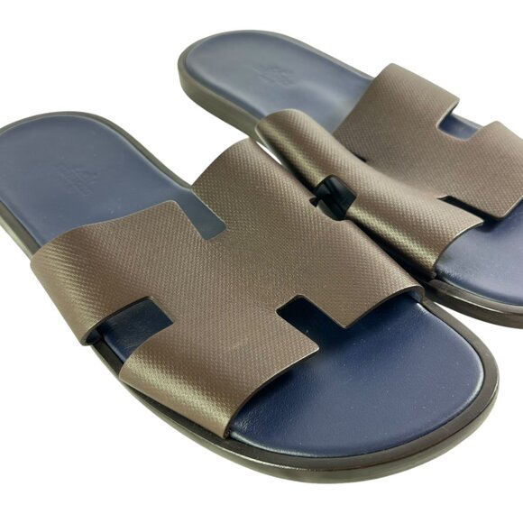 HERMES Brown & Blue Leather Izmir Men\'s Sandals Made in Italy Marked as 42 - 9US main image 9